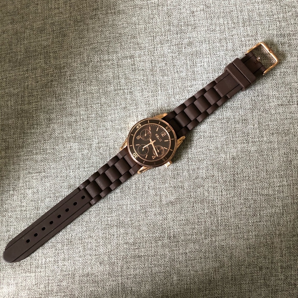 Relic brown and rose gold watch